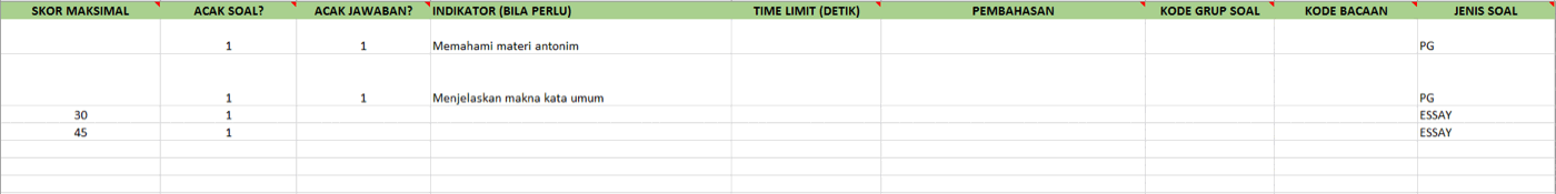 Template Excel &mdash; bagian kedua