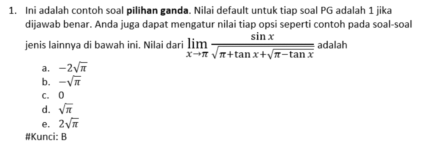 Format penulisan soal pilihan ganda