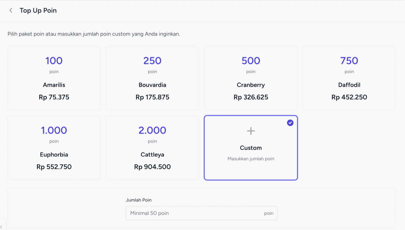 Daftar paket poin