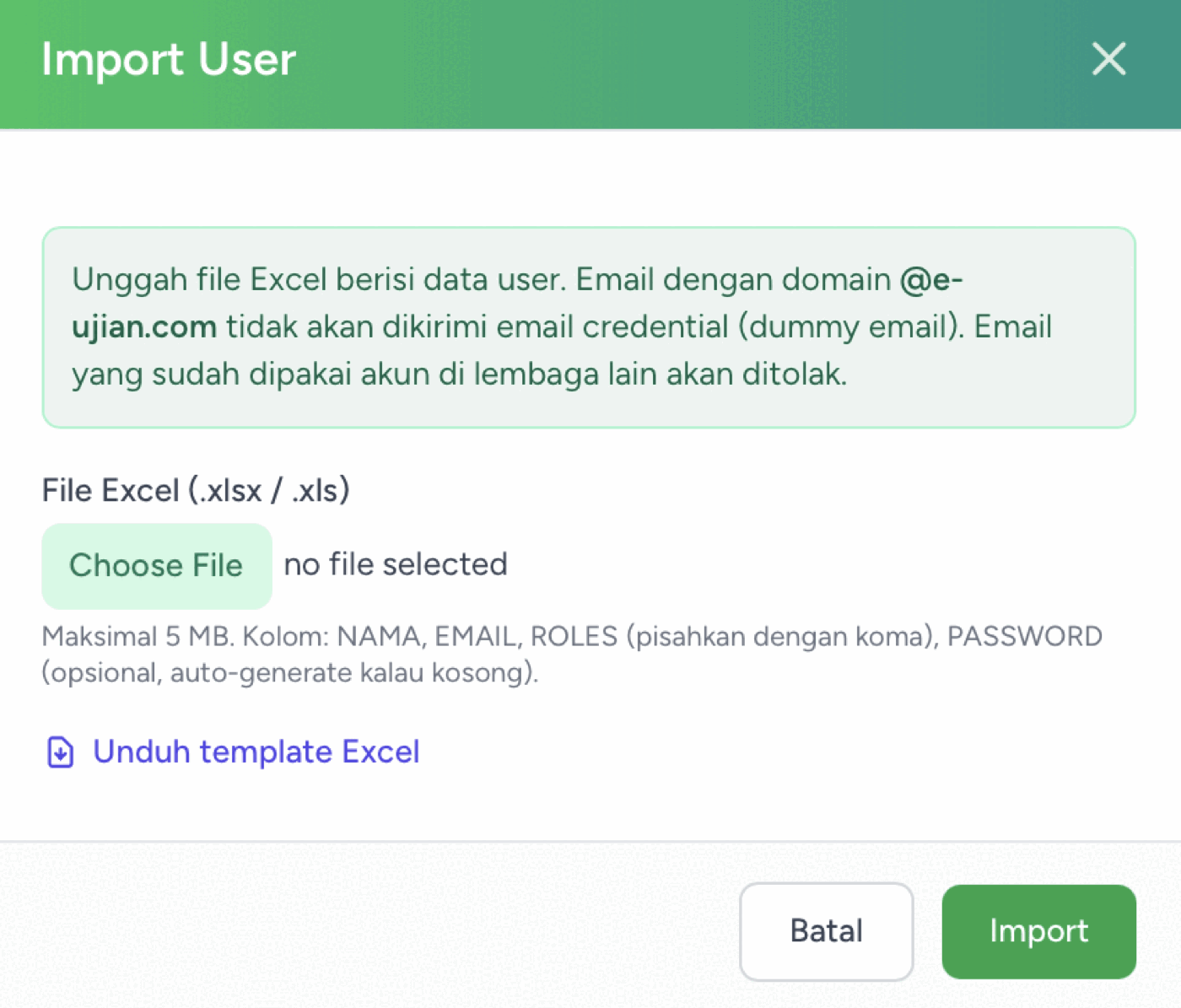 Unduh template Excel operator