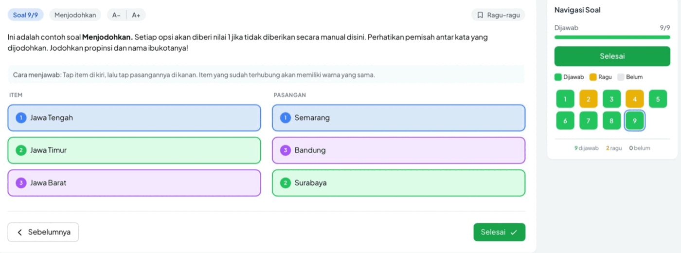 Daftar nomor soal