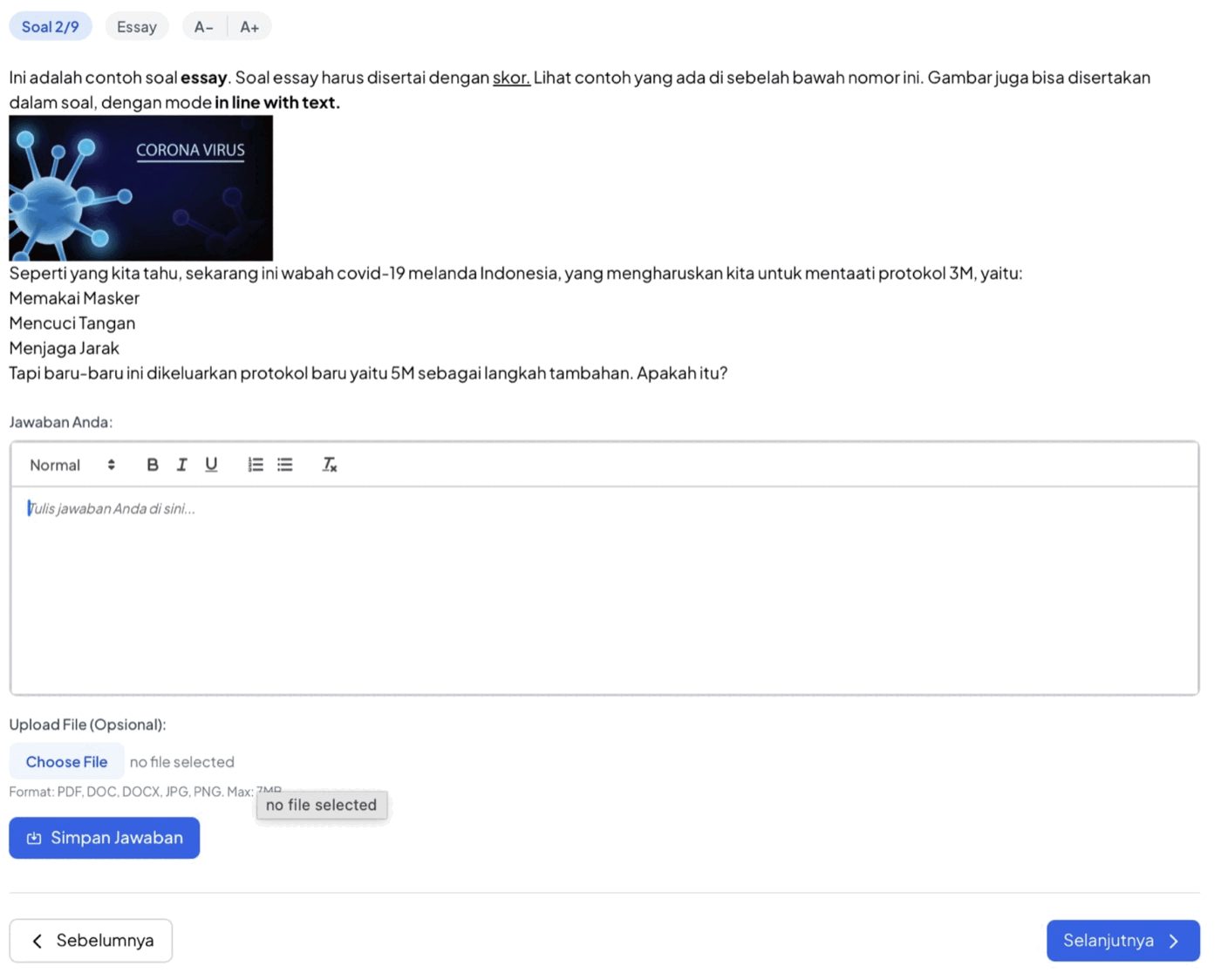 Formulir jawaban essay