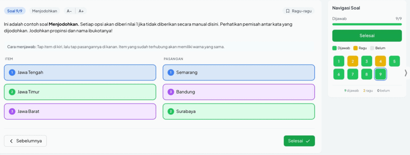 Tombol Selesai