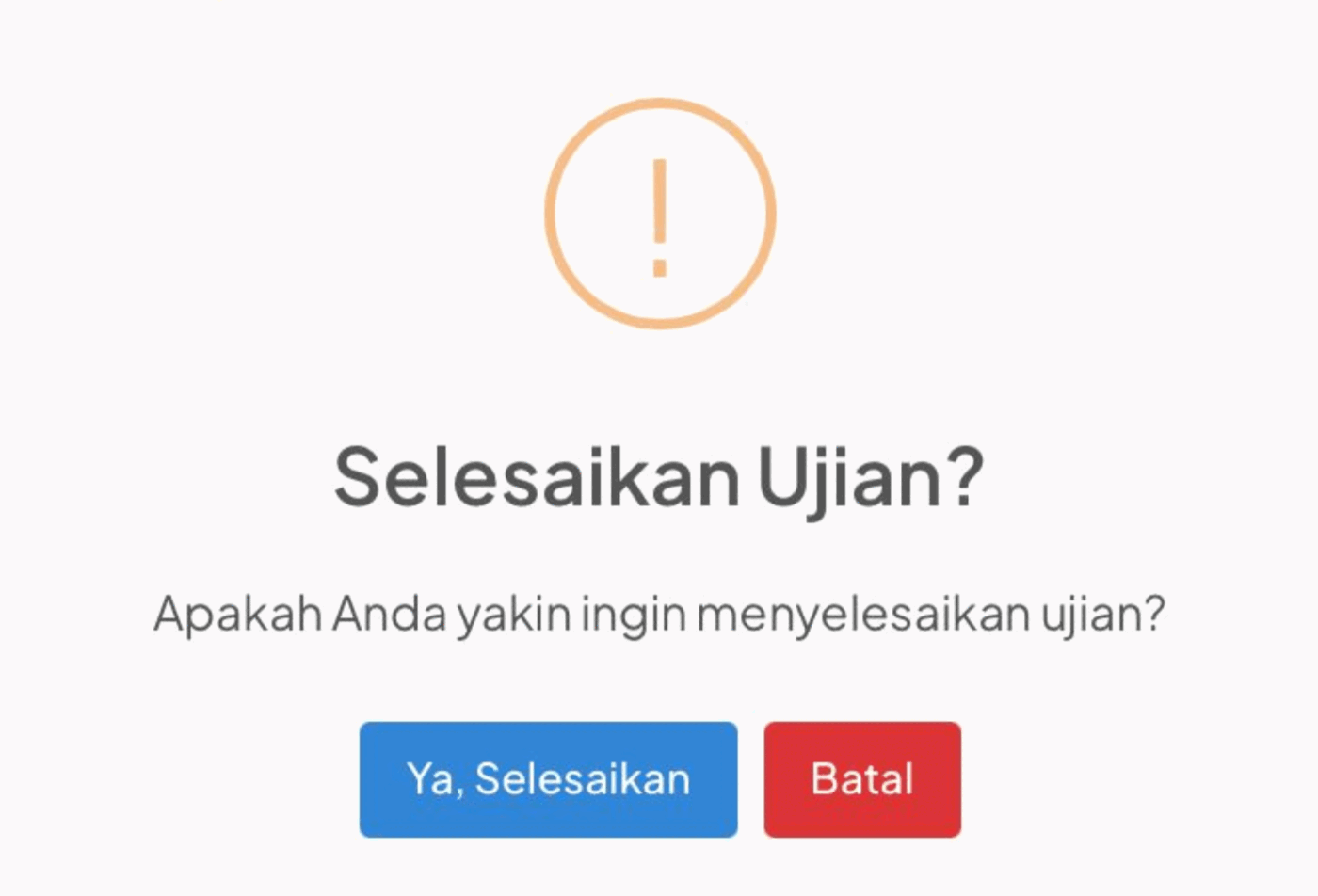 Konfirmasi penyelesaian ujian